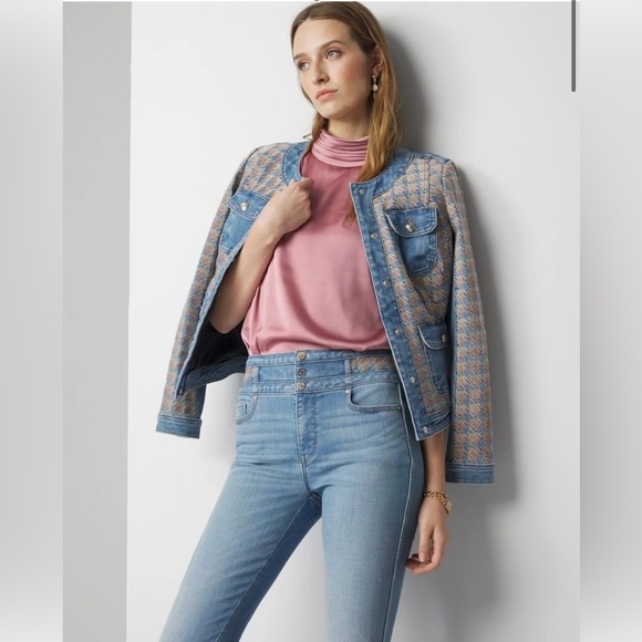 NWOT White House Black Market Blue Jeans with Tweed Waistband Details - Picture 11 of 11